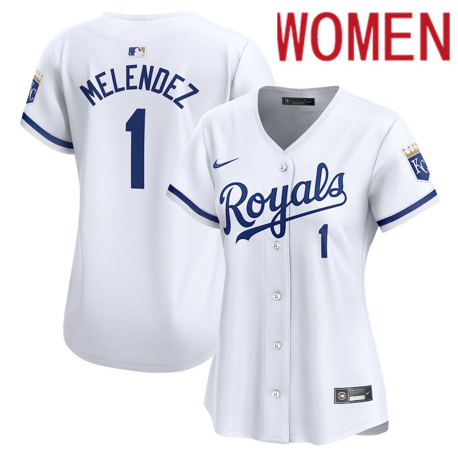 Women Kansas City Royals 1 MJ Melendez Nike White Home Limited Player MLB Jersey